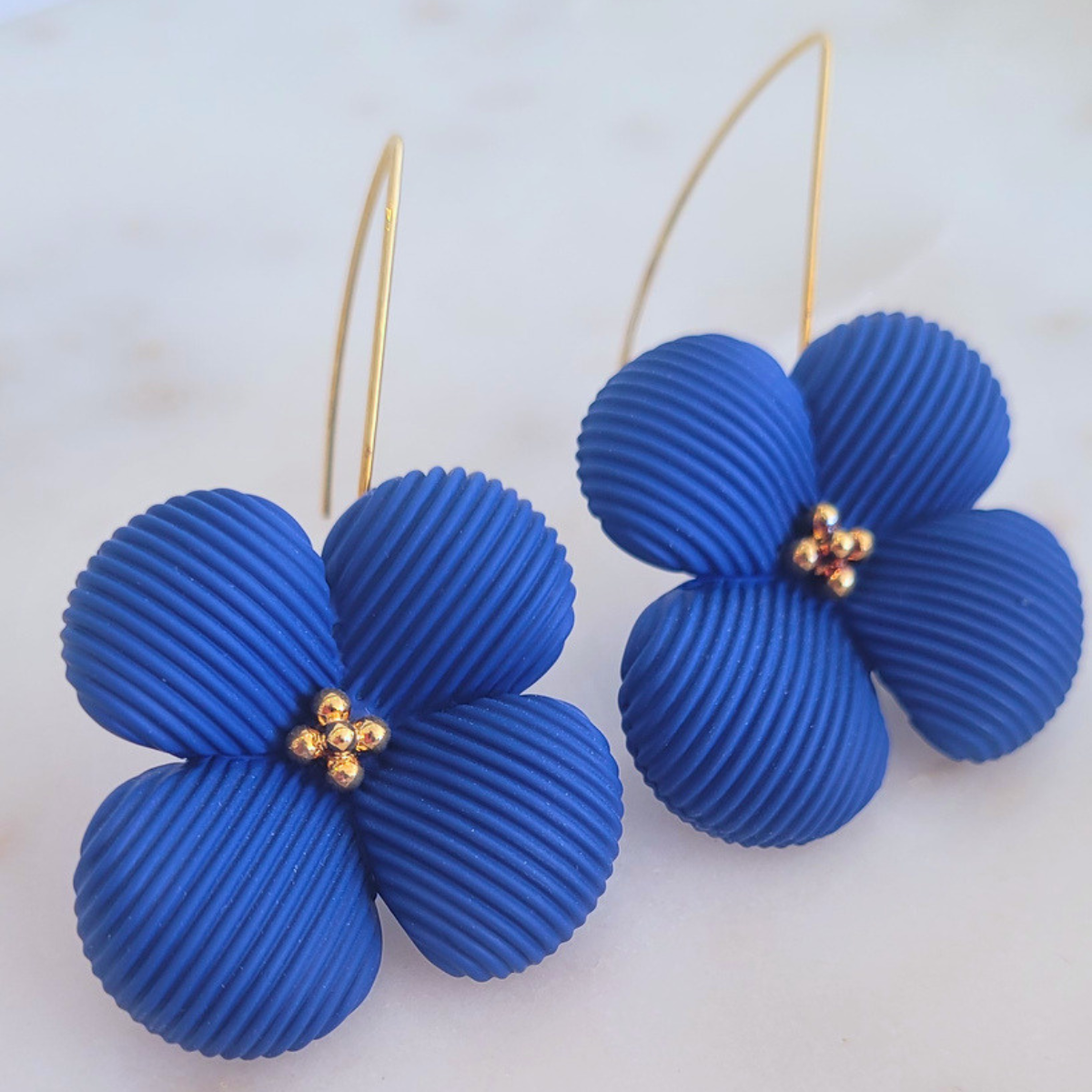 Blue Flower Dangle Earrings - Hair Art and Beauty