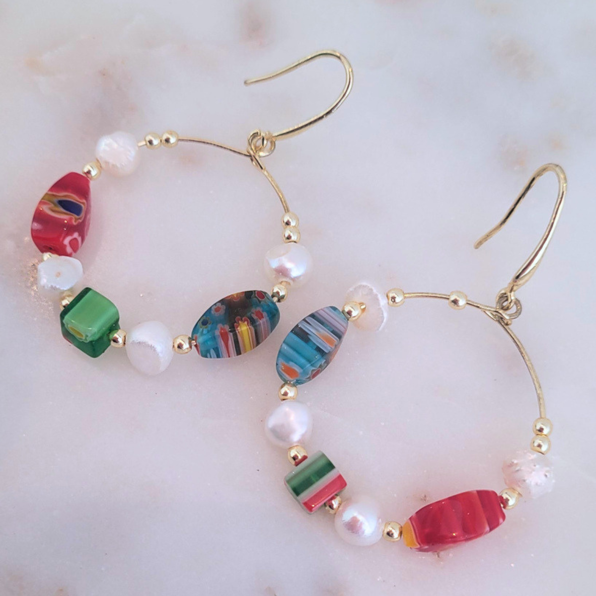 Bohemian Bead Hoop Earrings - Hair Art and Beauty