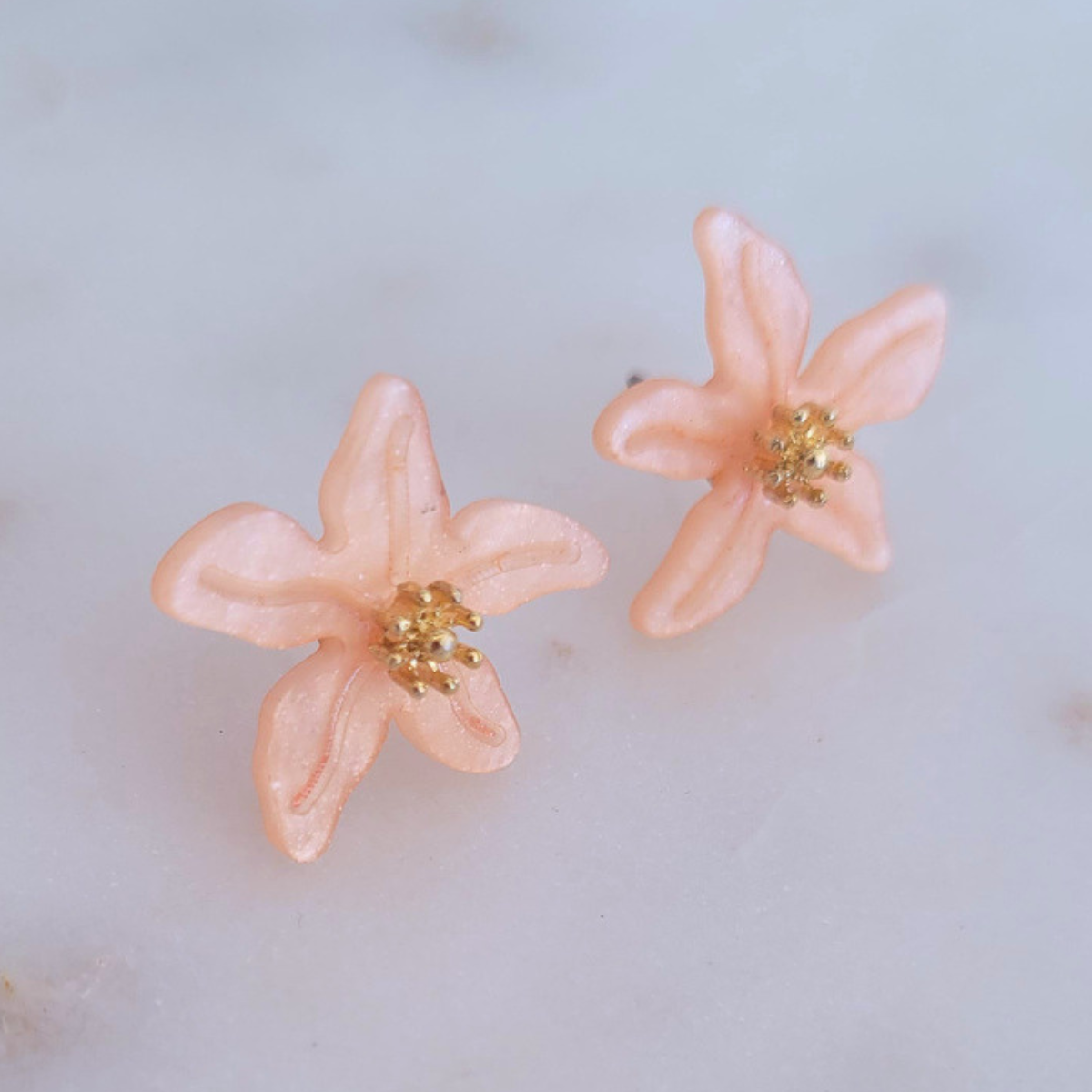 Peach Flower Earrings - Hair Art and Beauty