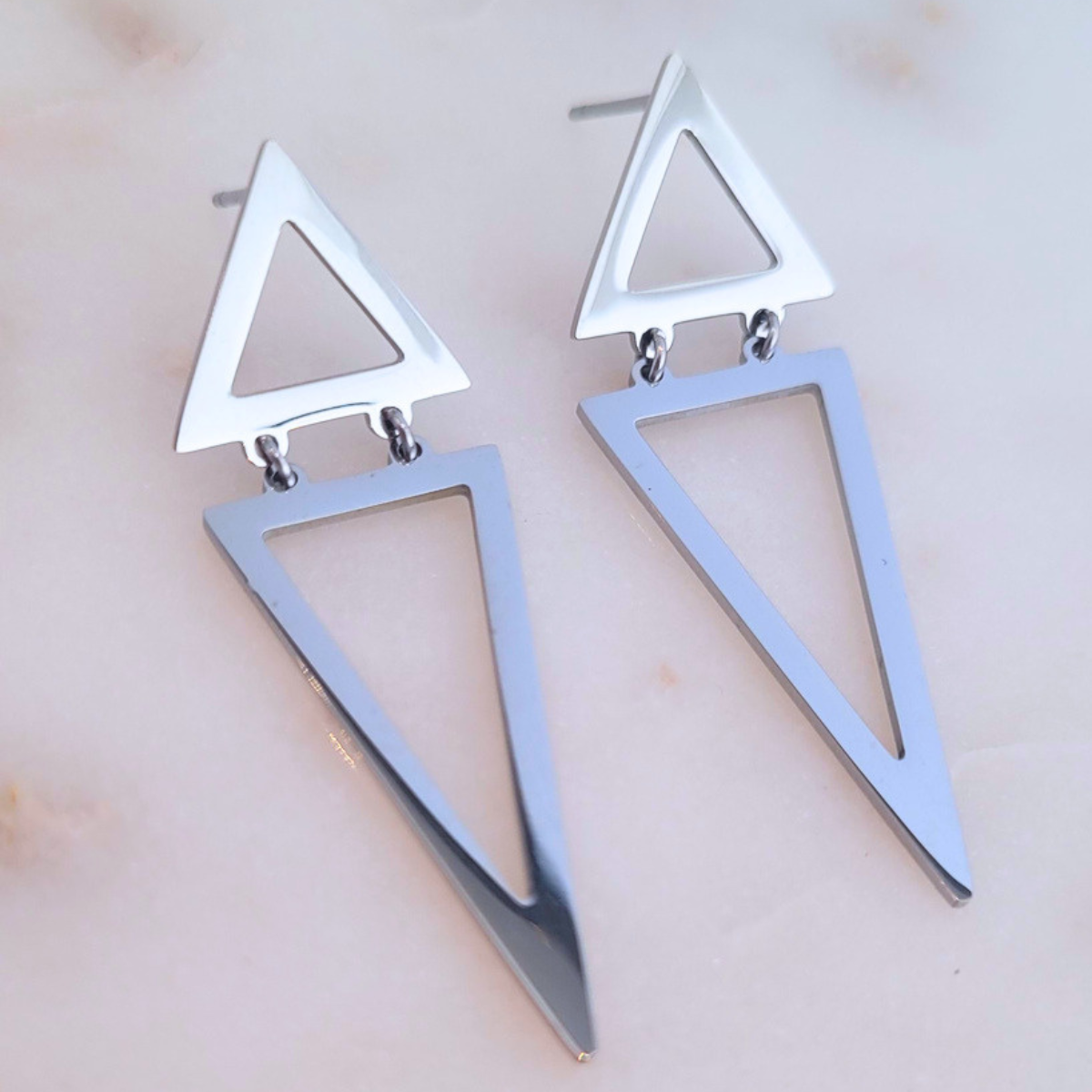 Silver Triangle Earrings - Hair Art and Beauty