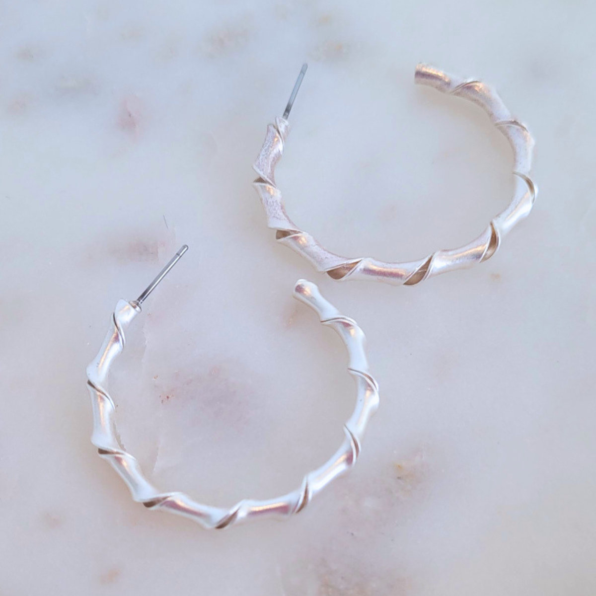 Twisted Silver Hoop Earrings - Hair Art and Beauty